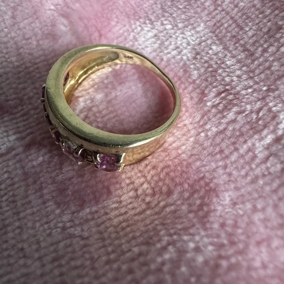 Solid 14Kt Gold Pink Sapphire Ring - Picture 10 of 15